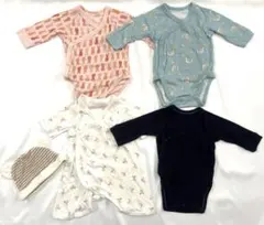 60㎝　ユニクロ　長袖ボディースーツ3枚　コンビ肌着1枚　帽子