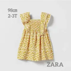 美品　ZARA フリル フラワープリント ワンピース 98cmのサムネイル