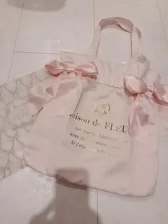 °◇【Maison de FLEUR】A4対応　ダブルリボンギャザートートバッグ
