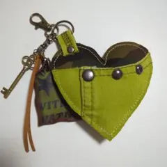 デニムリメイクキーホルダー＊バッグチャーム＊編みぐるみ(まゆげくま