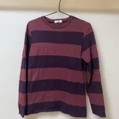 BLUE LABEL 長袖カットソー バーガンディ・パープルストライプ