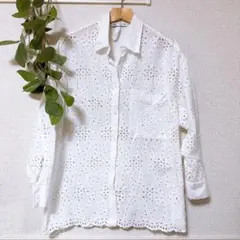 【美品】ZARA ザラ カットワーク シャツ 綿100% Lサイズ
