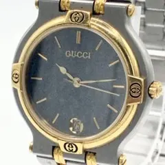GUCCI 9700m腕時計 ゴールド ブラック文字盤 - メルカリ