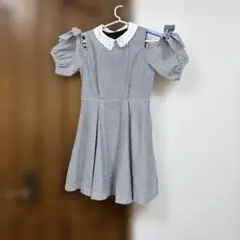 ストライプオフショルダー 半袖 ミニワンピース