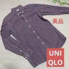 【美品】UNIQLO ユニクロ【M】 チェック柄 ボタンダウンシャツ カジュアル
