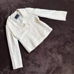 【LE SOUK】アンゴラ混 スウェード生地ライダースジャケット（36）ホワイト