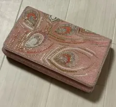 総ビーズ ピンク パーティー クラッチバッグ ポーチ 結婚式 冠婚葬祭 バッグ