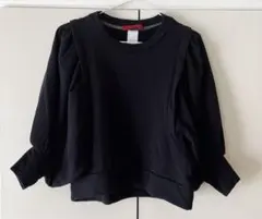 【美品】メルローズ　トレーナー　長袖　ネイビー　紺　ボリューム袖　ショート丈