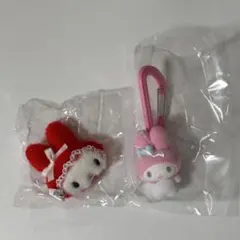 マイメロ2点セット　カラフルカラビナマスコットチャーム　ぬいぐるみチャーム