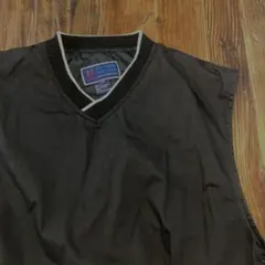 Vネック ナイロンベスト スポーツウェア ゴルフ ブラック 黒