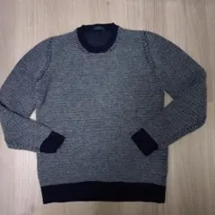 b*c様 ZANONE 5Gクルーネック ニットセーター 配色編み ネイビー×グ