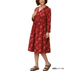 サマンサモスモス 綿 麻 花柄 カシュクール ワンピース
