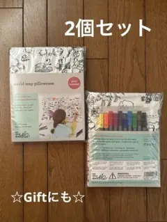 お絵描き 色塗り 世界地図 枕 World map Pillowcase ギフト