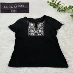 LAURA ASHLEY ローラアシュレイ 半袖Tシャツ 刺繍 XS ブラックのサムネイル