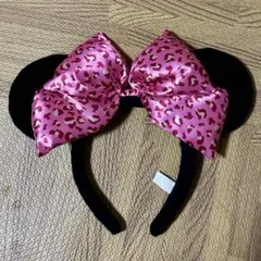 ミニーマウス 耳カチューシャ ピンクヒョウ柄