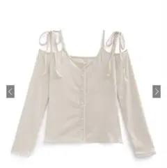 GRL ショルダーオープンリボンニットトップス　at2247