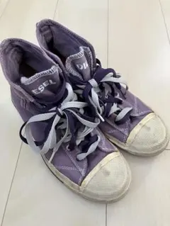 DIESEL パープル ハイカットスニーカー