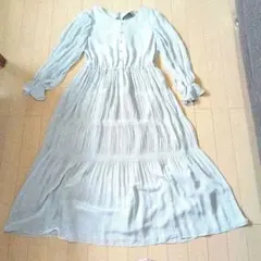 美品！ミッシュマッシュ　薄いグリーンワンピース　Mサイズのサムネイル