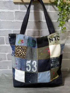 デニムパッチワーク・2wayバッグ・ハンドメイド