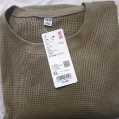 新品未使用UNIQLO ワッフルクルーネック T。 XL 34 Brown