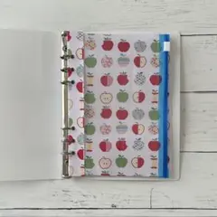 A5 6穴 システム手帳リフィル インデックス 5山 収納袋付 リンゴ柄