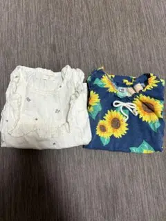 ホワイト　ひまわり　ノースリーブ二枚セット