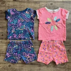 花柄Tシャツ・ショートパンツ　セットアップ9-12m