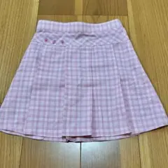 ピンク チェック柄 プリーツスカート