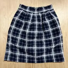 【美品】Techichi チェック柄 タイトスカート ネイビー×ホワイト