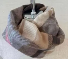 人気❤️ミルクティー❤️チェック　ベージュ　フリース　スヌード　防寒　ハンドメイド