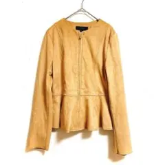 ZARA ノーカラー ペプラム ジャケット フェイクスエード XS ポケットありのサムネイル