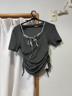 レディース ブラウス 半袖 グレー