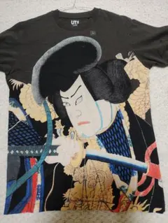 新品未使用ユニクロ UT 浮世絵 歌舞伎 ビッグプリント Tシャツ L ブラックのサムネイル