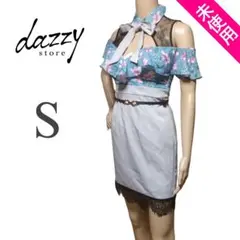 クラシカル花柄 オープンショルダー タイト ミニドレス キャバドレス