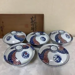 蓋つき煮物椀 5客セット 染付 花柄 どんぶり 藍色 - メルカリ