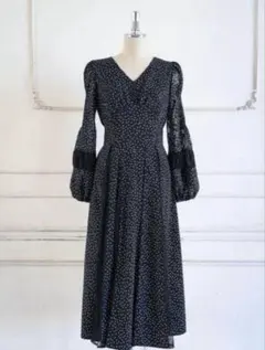 Her lip to Lace-Trimmed Pin Dot Dress