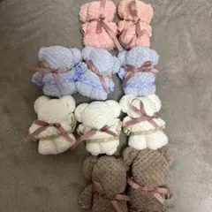 クマ型タオルハンカチ 4色セット ギフト