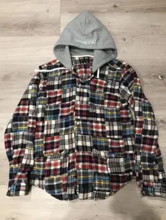Old Stussy パッチワーク柄 フード付きネルシャツ XL - メルカリ