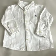 【POLO】 90 ポロ ワンポイント刺繍 シャツ 長袖コットンシャツ 白シャツ