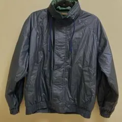 ナイロンジャケット 青 フード付き