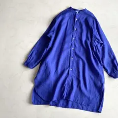 ORCIVAL リネン100% バンドカラーロングシャツ ブルー Bshopのサムネイル
