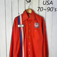 70s～90s USA製 CHEVROLET ライン入ワークシャツ 14 S～M