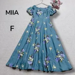 【ミーア MIIA】総花柄　ボタニカル　オフショルダー　ロング丈ワンピース　Fのサムネイル