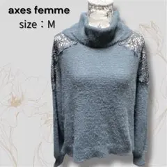 axes femme アクシーズファム レースオフ タートルニット プルオーバー