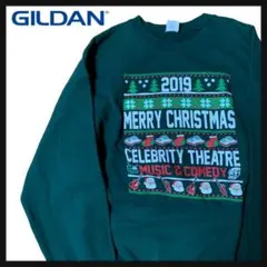 ギルダン 両面プリント 古着 クリスマスカラー スウェット ゆるだぼ XL