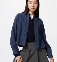 UNIQLO フランネルボクシーシャツ BLUE