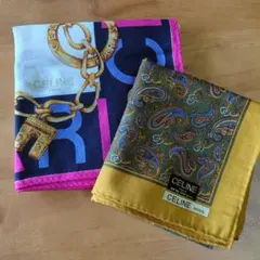 CELINE ハンカチセット チェーン・ペイズリー　２枚セット