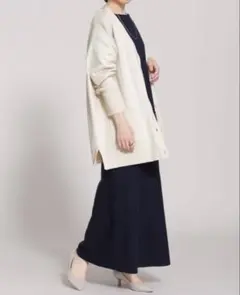 ナノユニバース毛玉になりにくい加工vネックワイドカーディガン アイボリー