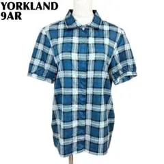 美品】 YORKLAND 半袖シャツ チェック 綿 9AR 青×白 チェック - メルカリ