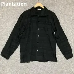 Plantation シワ加工 製品染め 黒 長袖シャツのサムネイル